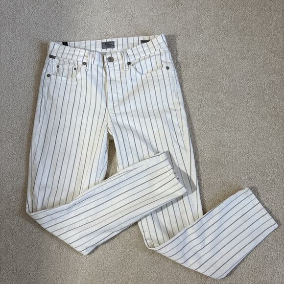 Citizens Of Humanity Jeans Womens 27 White Pin Striped Rocket Crop High Rise - Picture 1 of 8